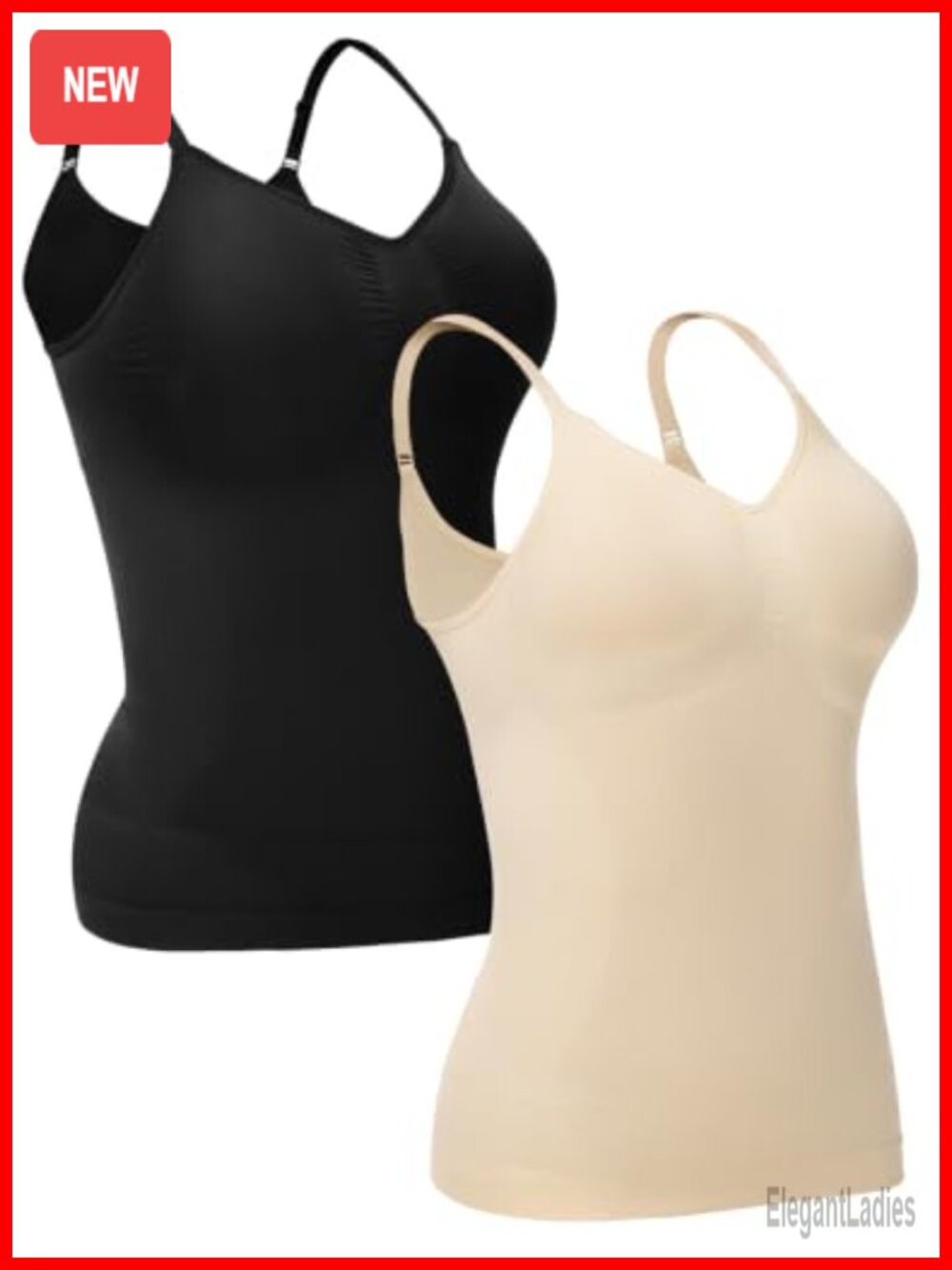 2-Pack Women's Shapewear Compression Camisole Tank Top Tummy Control Seamless